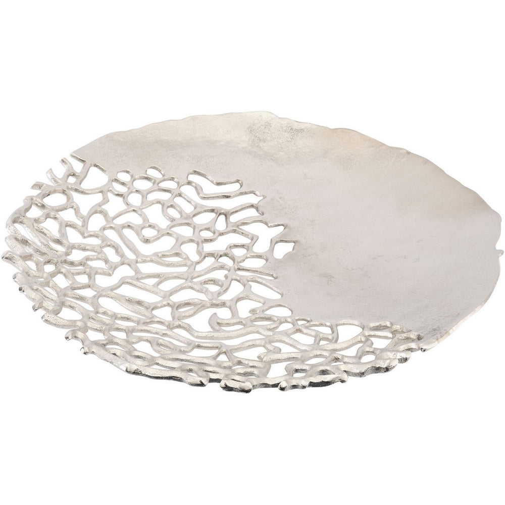 Apo Coral Raw Silver Aluminium Platter by Libra