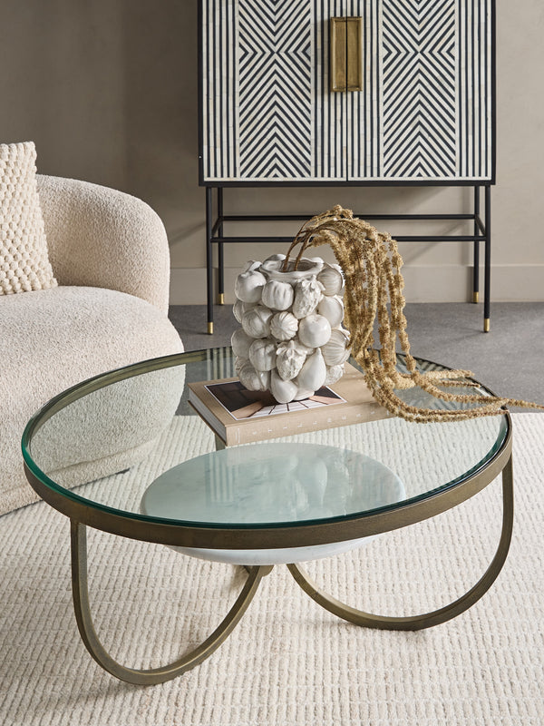 Nolita White Marble and Antique Gold Iron Coffee Table by Libra, image 5