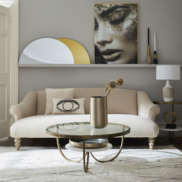Nolita White Marble and Antique Gold Iron Coffee Table by Libra, image 4