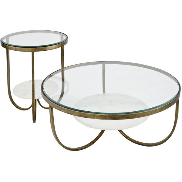 Nolita White Marble and Antique Gold Iron Coffee Table by Libra, image 2