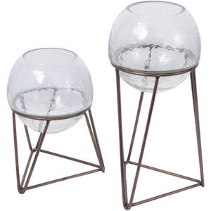 Bersa Medium Table Fishbowl Planter with Aged Copper Base by Libra, image 2