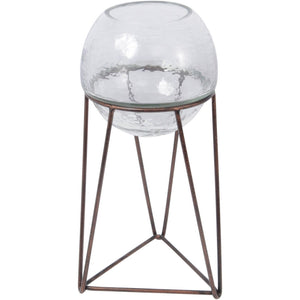 Bersa Medium Table Fishbowl Planter with Aged Copper Base by Libra