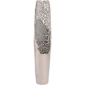 Apo Coral Raw Silver Aluminium Large Vase by Libra