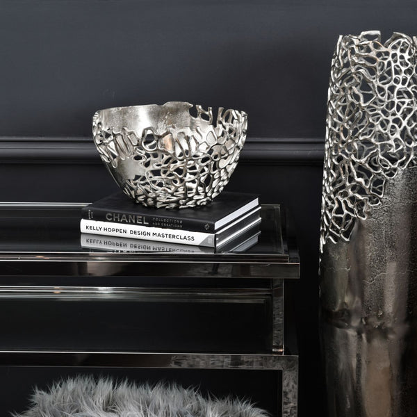 Apo Coral Raw Silver Aluminium Bowl by Libra, image 2