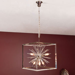 Small Silver Starburst Chandelier by Libra, image 4