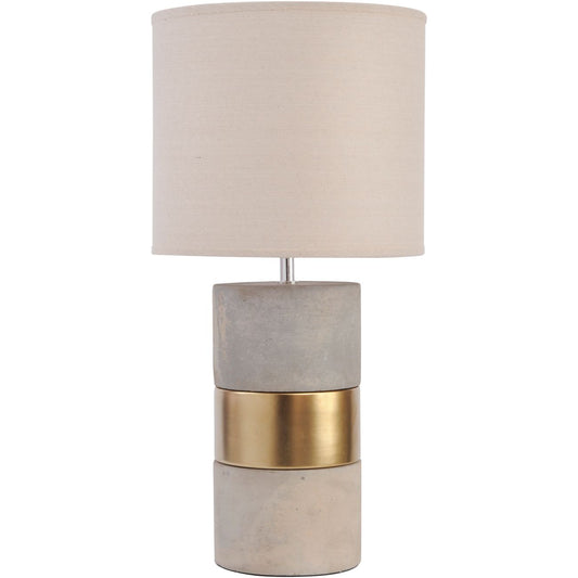 Concrete and Gold Table Lamp with Natural Shade  E27 60W