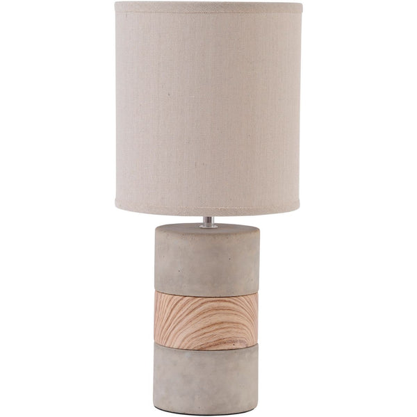 Concrete and Wood Table Lamp with Natural Shade by Libra