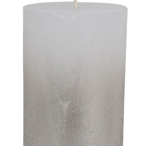 White Pillar Candle with Metallic Silver Ombre Base 7x19cm by Libra, image 2