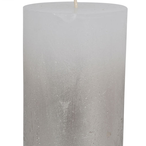 White Pillar Candle with Metallic Silver Ombre Base 7x19cm by Libra, image 2