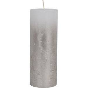 White Pillar Candle with Metallic Silver Ombre Base 7x19cm by Libra