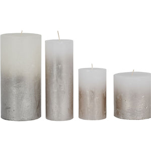 White Pillar Candle with Metallic Silver Ombre Base 10x10cm by Libra, image 2