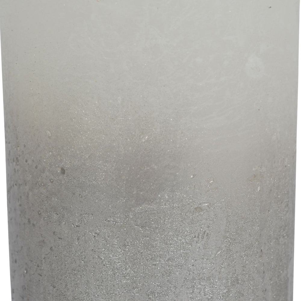 White Pillar Candle with Metallic Silver Ombre Base 10x20cm by Libra