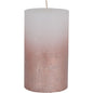 White Pillar Candle With Metallic Pink Ombre Base 7x12cm