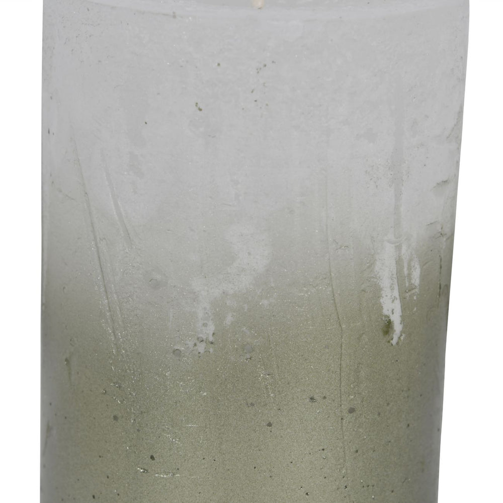 White Pillar Candle with Metallic Green Ombre Base 7x12cm by Libra