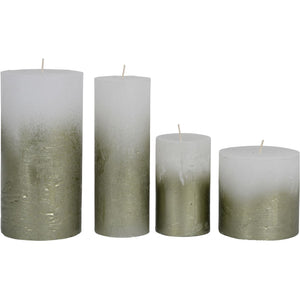 White Pillar Candle with Metallic Green Ombre Base 7x12cm by Libra, image 3