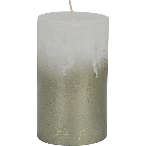 White Pillar Candle with Metallic Green Ombre Base 7x12cm by Libra