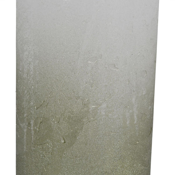 White Pillar Candle with Metallic Green Ombre Base 7x19cm by Libra, image 2
