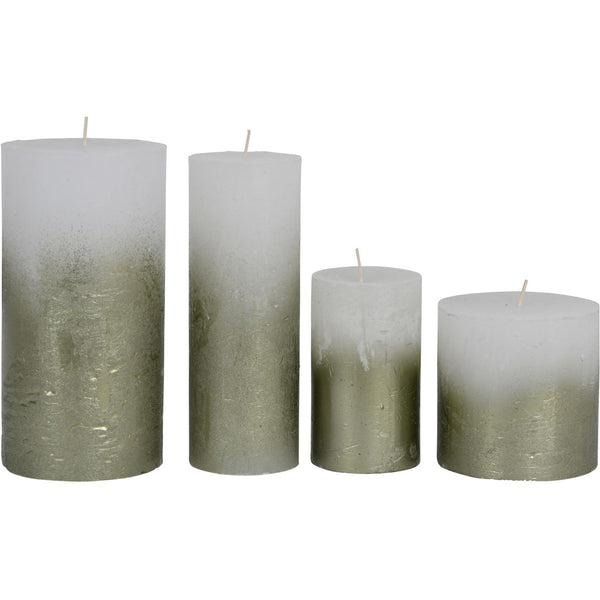 White Pillar Candle with Metallic Green Ombre Base 7x19cm by Libra, image 3
