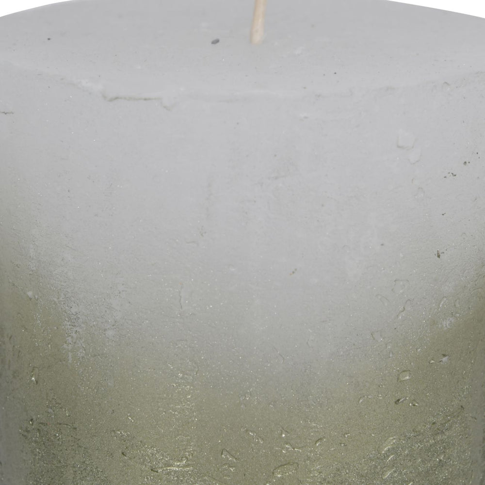 White Pillar Candle with Metallic Green Ombre Base 10x10cm by Libra