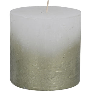White Pillar Candle with Metallic Green Ombre Base 10x10cm by Libra