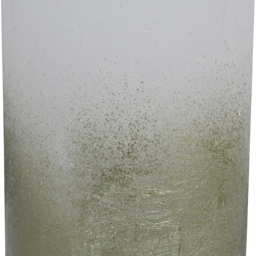 White Pillar Candle with Metallic Green Ombre Base 10x20cm by Libra