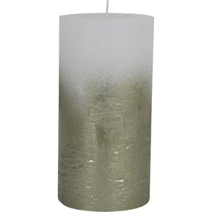 White Pillar Candle with Metallic Green Ombre Base 10x20cm by Libra