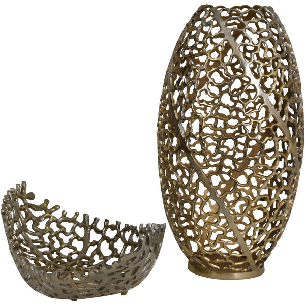 Aussie Gold Coral Aluminium Barrel Vase 26x48cm by Libra, image 5
