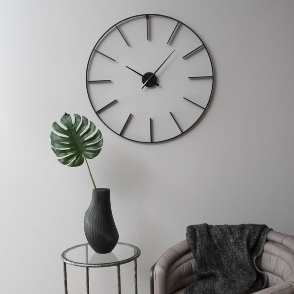 Tiverton Black Skeleton Wall Clock 80cm by Libra, image 2