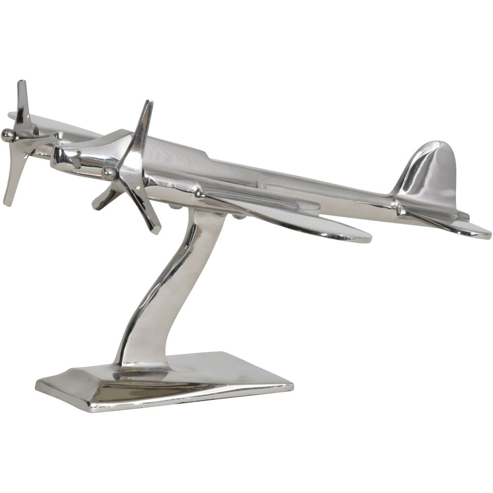 Turboprop Silver Aluminium Aeroplane Sculpture by Libra