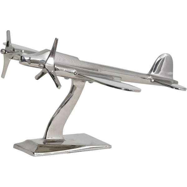 Turboprop Silver Aluminium Aeroplane Sculpture by Libra