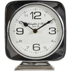 Vickery Silver Nickel Square Mantel Clock on Stand by Libra