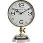 Stollard Silver Nickel Mantel Clock with Gold Angle Adjuster and Detail