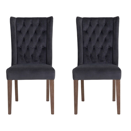 Ex-Display Pair of Richmond Grey Velvet Buttonback Dining Chair