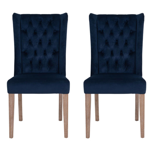 Ex-Display Pair of Richmond Navy Blue Velvet Buttonback Dining Chair