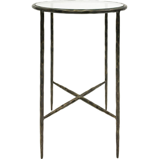 Patterdale Hand Forged Side Table Dark Bronze Finish with? Glass Top