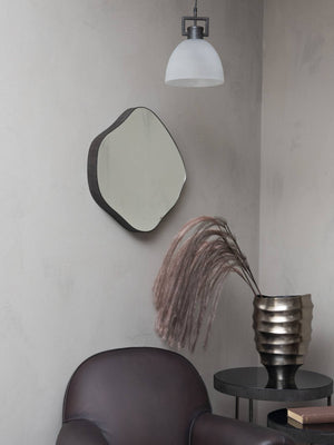 Organic Metal Framed Mirror Oak Wood Finish Small 59x61cm by Libra, image 4