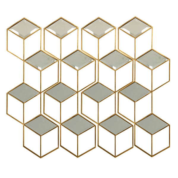 Honeycomb Mirror Set of 4 Aged Champagne Finish by Libra