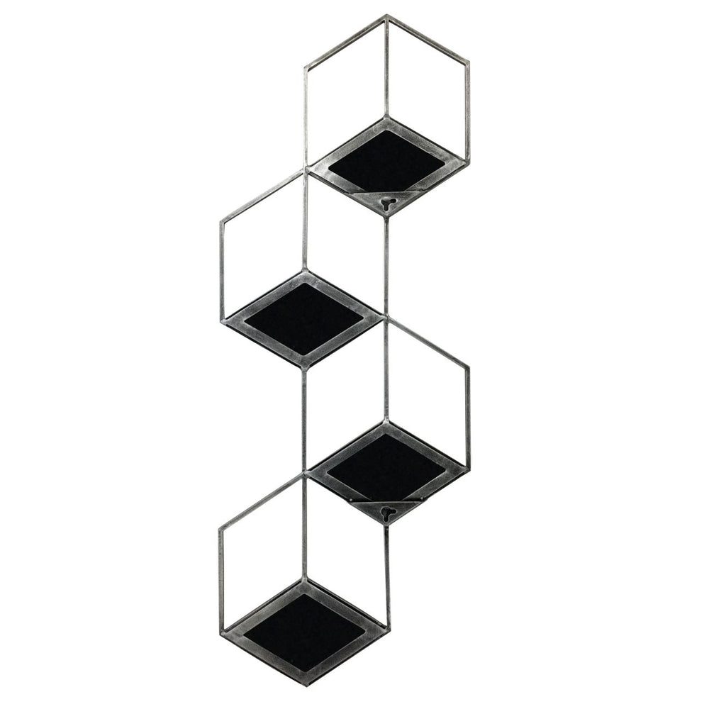 Honeycomb Mirror Set of 4 Brushed Grey Finish by Libra