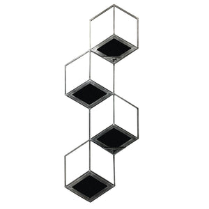 Honeycomb Mirror Set of 4 Brushed Grey Finish by Libra, image 2
