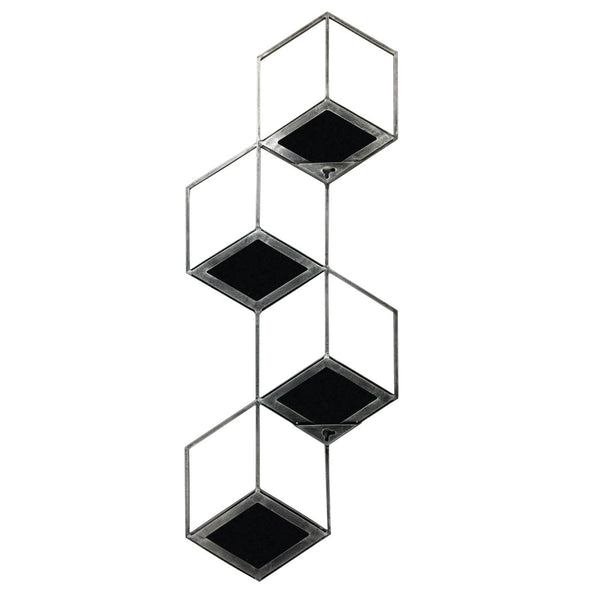 Honeycomb Mirror Set of 4 Brushed Grey Finish by Libra, image 2