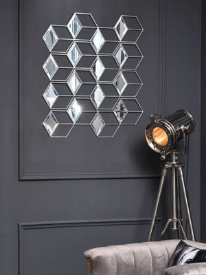 Honeycomb Mirror Set of 4 Brushed Grey Finish by Libra, image 4