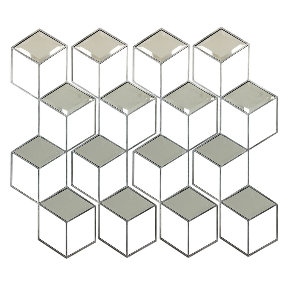 Honeycomb Mirror Set of 4 Brushed Grey Finish by Libra