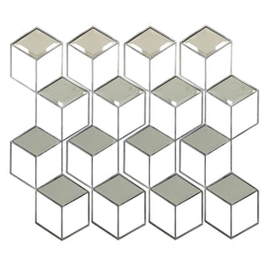 Honeycomb Mirror Set of 4 Brushed Grey Finish by Libra