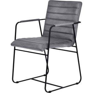 Belton Metal Framed Dining Chair with Arms in Concrete Leather by Libra, image 2