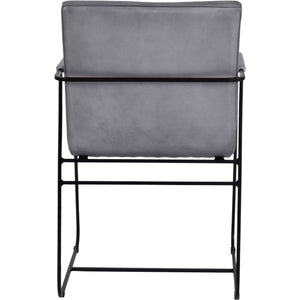 Belton Metal Framed Dining Chair with Arms in Concrete Leather by Libra, image 3