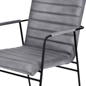 Belton Metal Framed Dining Chair with Arms in Concrete Leather by Libra, image 4