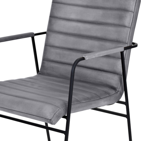 Belton Metal Framed Dining Chair with Arms in Concrete Leather by Libra, image 4