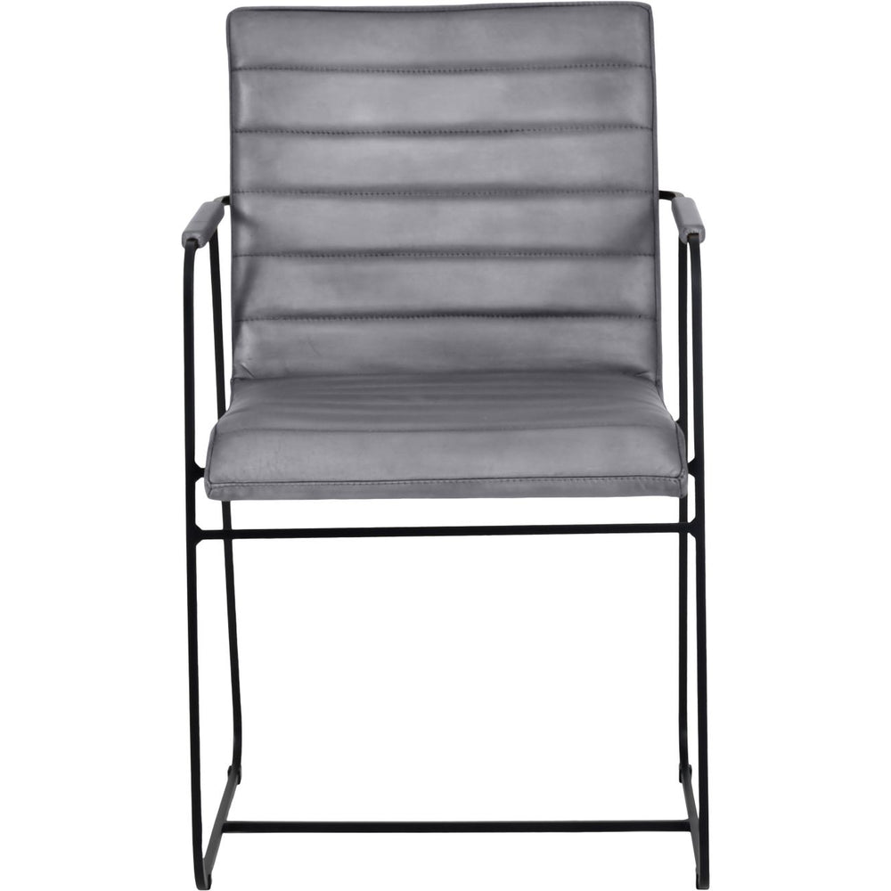 Belton Metal Framed Dining Chair with Arms in Concrete Leather by Libra
