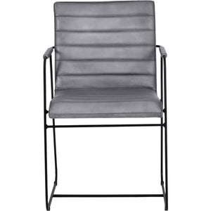 Belton Metal Framed Dining Chair with Arms in Concrete Leather by Libra