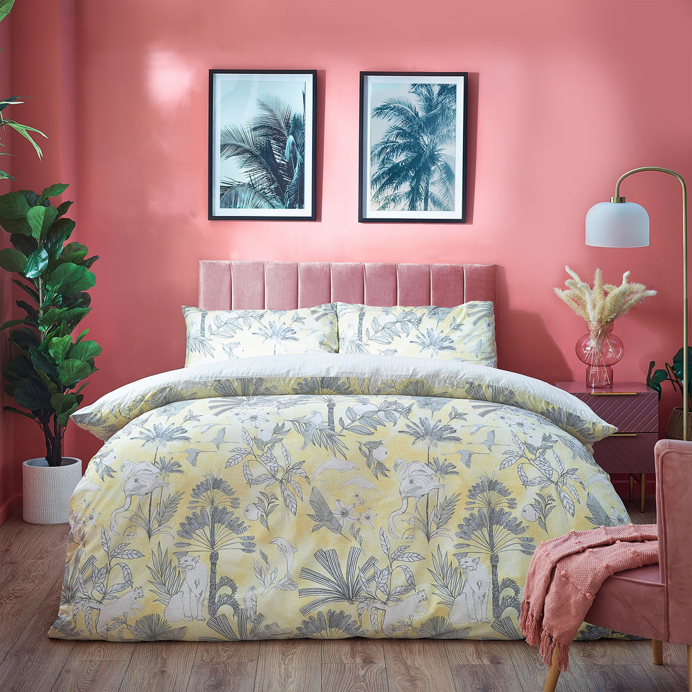 Colony Palm Single Duvet Set Yellow